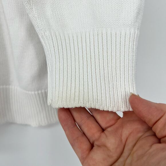 Vtg 80s Something More Sweater Embellished Medium White Gold Star USA Studded - Picture 4 of 11